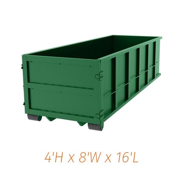 the rental period for fifteen-yard dumpsters varies, but typically ranges from one to seven days